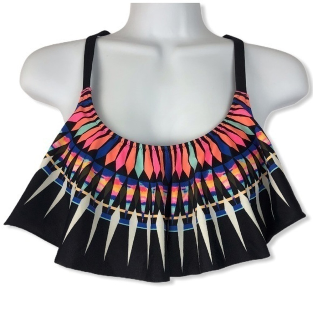PINK VS Size Medium Aztec Flounce Swimsuit Top.
